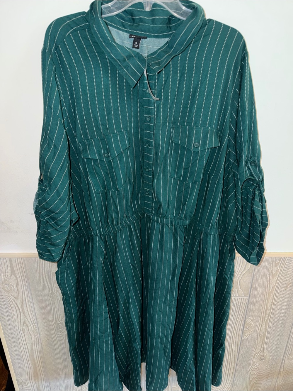 NWT Torrid shirt dress green striped collared dress 5X